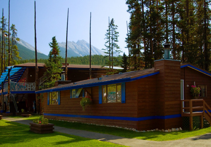Cabin exterior with mountain view